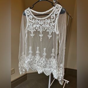 White lace sheer top
